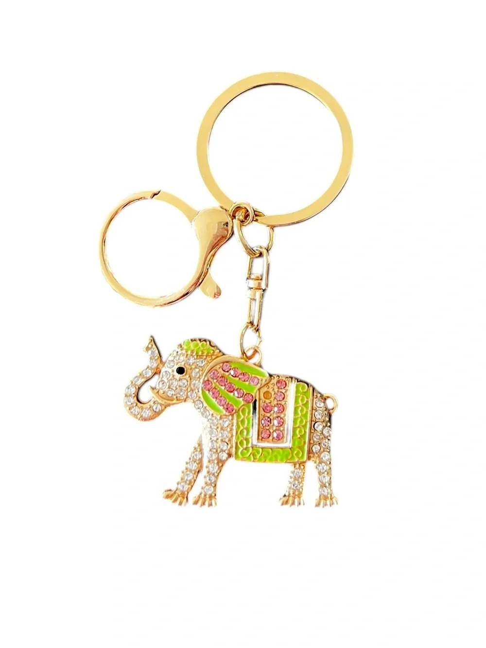 Pink Green Rhinestone Ceremonial Royal Elephant 1.5